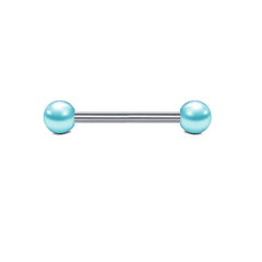 Tongue Rings with Pearl Straight Barbells Surgical Steel Piercing Jewellery 16mm 14G External thread