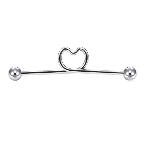 Stainless Steel Industrial Barbell Piercing with four colors 14G 38mm Heart Shape External Thread