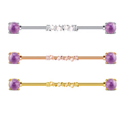 Barbells Ring Surgical Steel Industrial Barbell 38mm 14g External Thread Piercing for women men Crystal