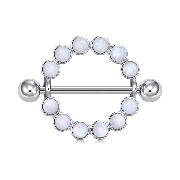1 Pair Nipple Ring 14G Shield Nipple Ring Barbell Rings Bars Body Piercing Jewelry 14G 18mm Opal