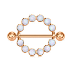 1 Pair Nipple Ring 14G Shield Nipple Ring Barbell Rings Bars Body Piercing Jewelry 14G 18mm Opal
